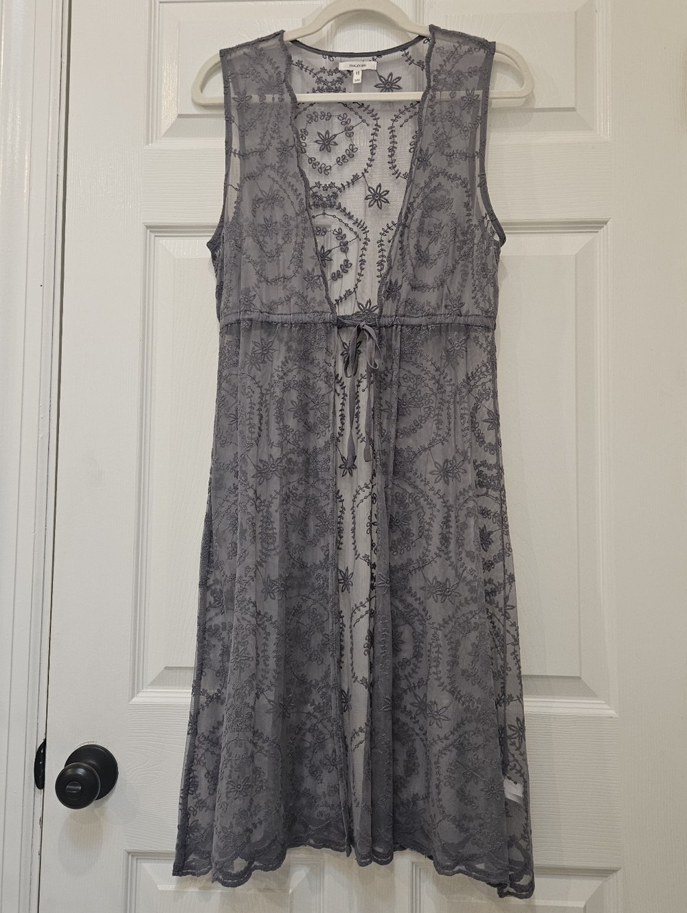 Maurices Gray Sheer Lace Vest Size S/M